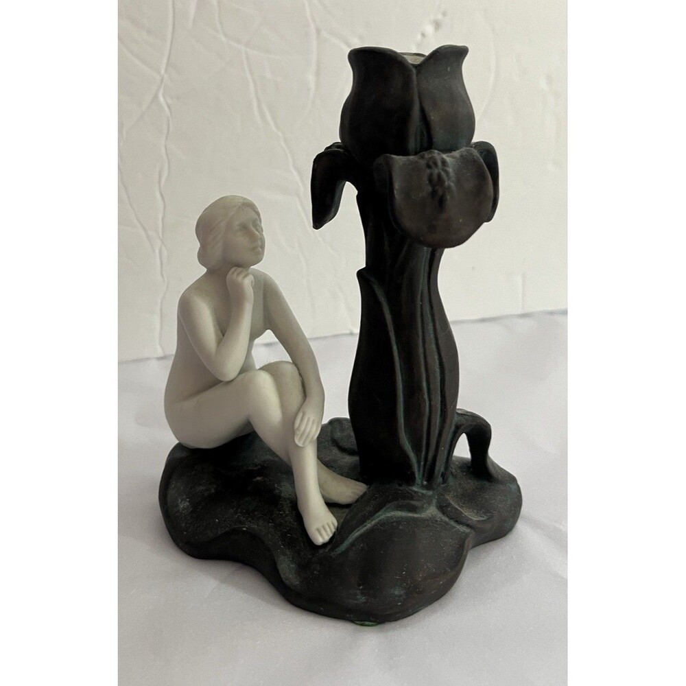 Quon-Quon MCML XXX1 Art Deco Art Nouveau Style Nude Woman Candleholder 1981